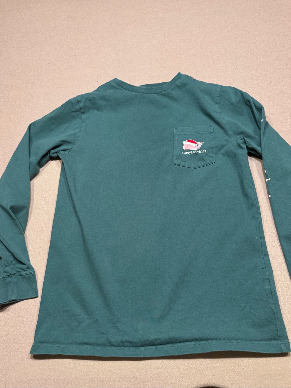 Vineyard Vines Youth Santa Whale Long Sleeve Pocket Tee
